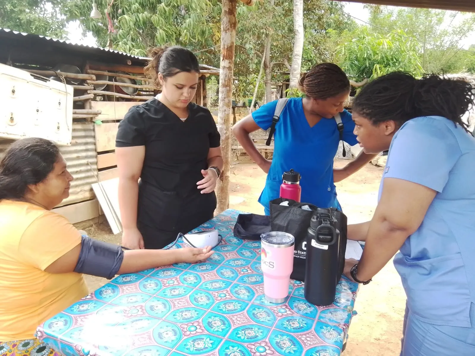 Students on a community health visit in Belize