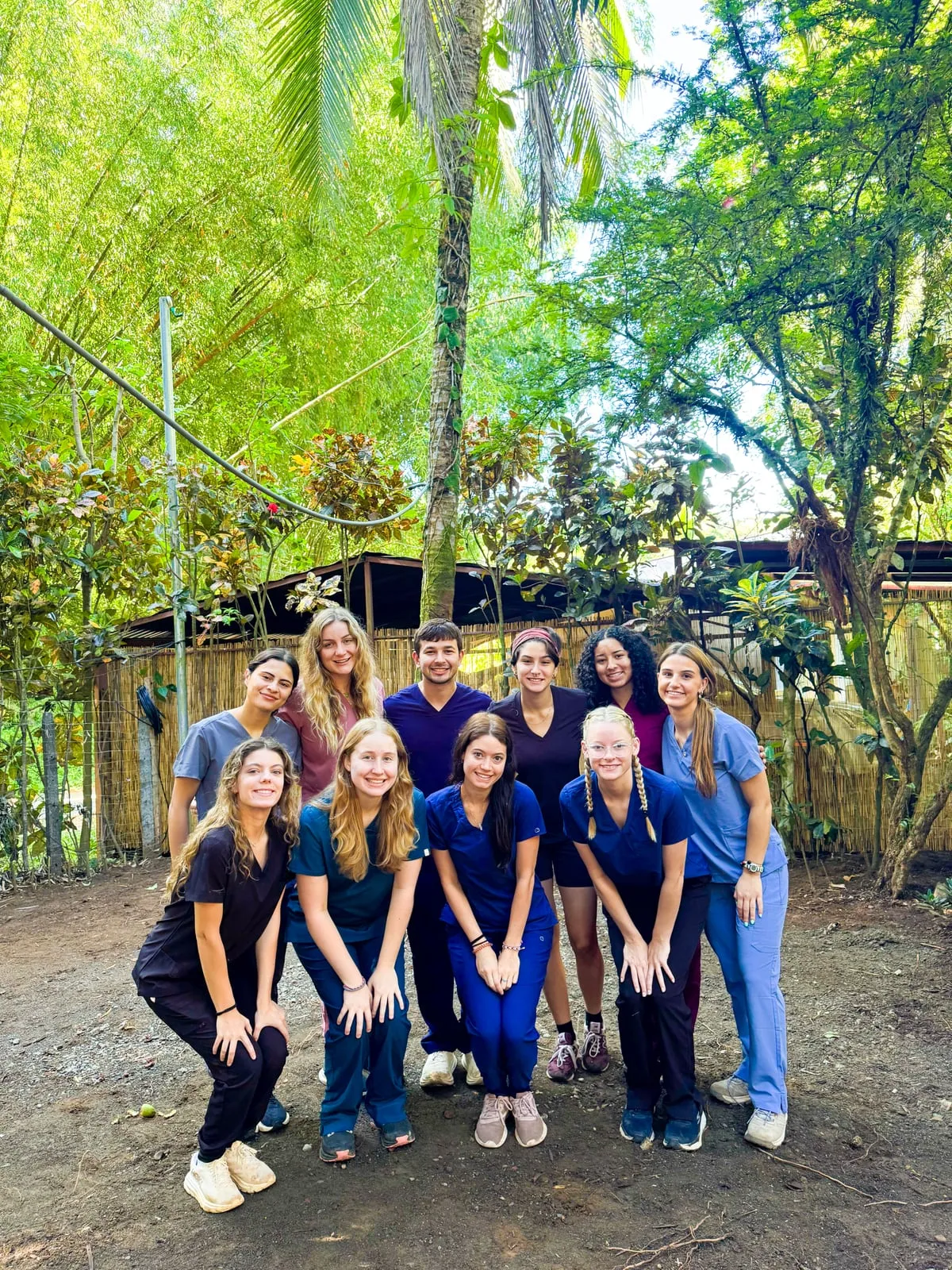 Student group in scrubs in Costa Rica