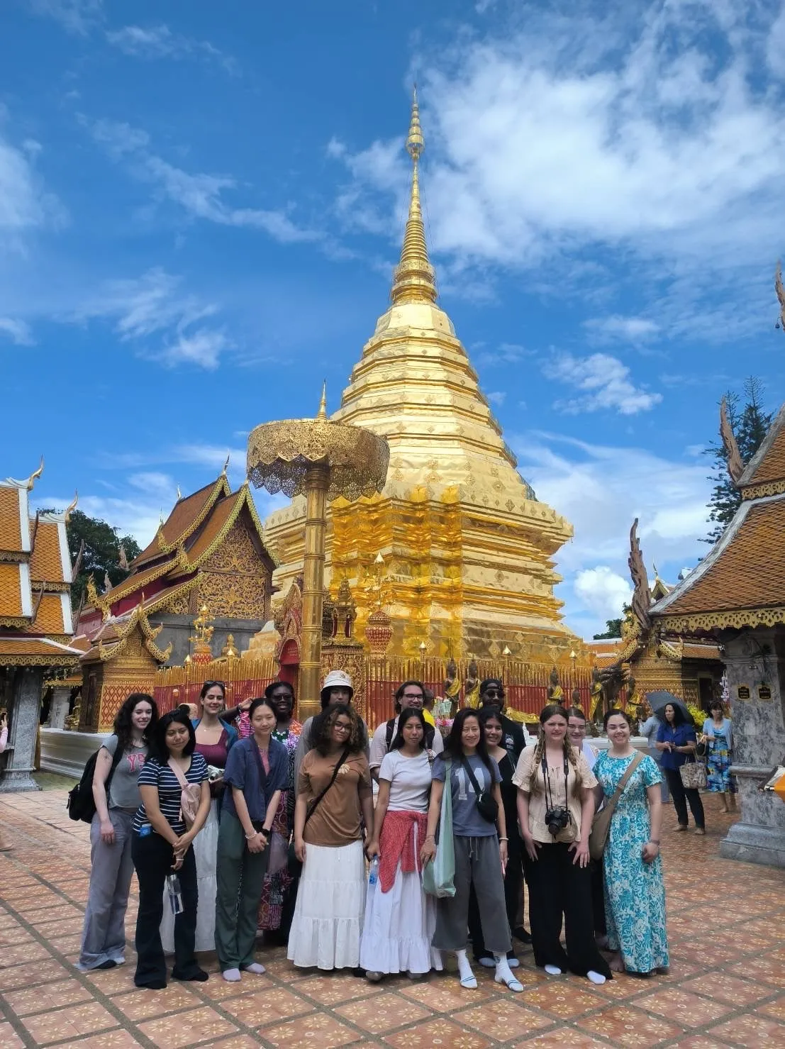 Student group at Doi Suthep temple in Chiang Mai