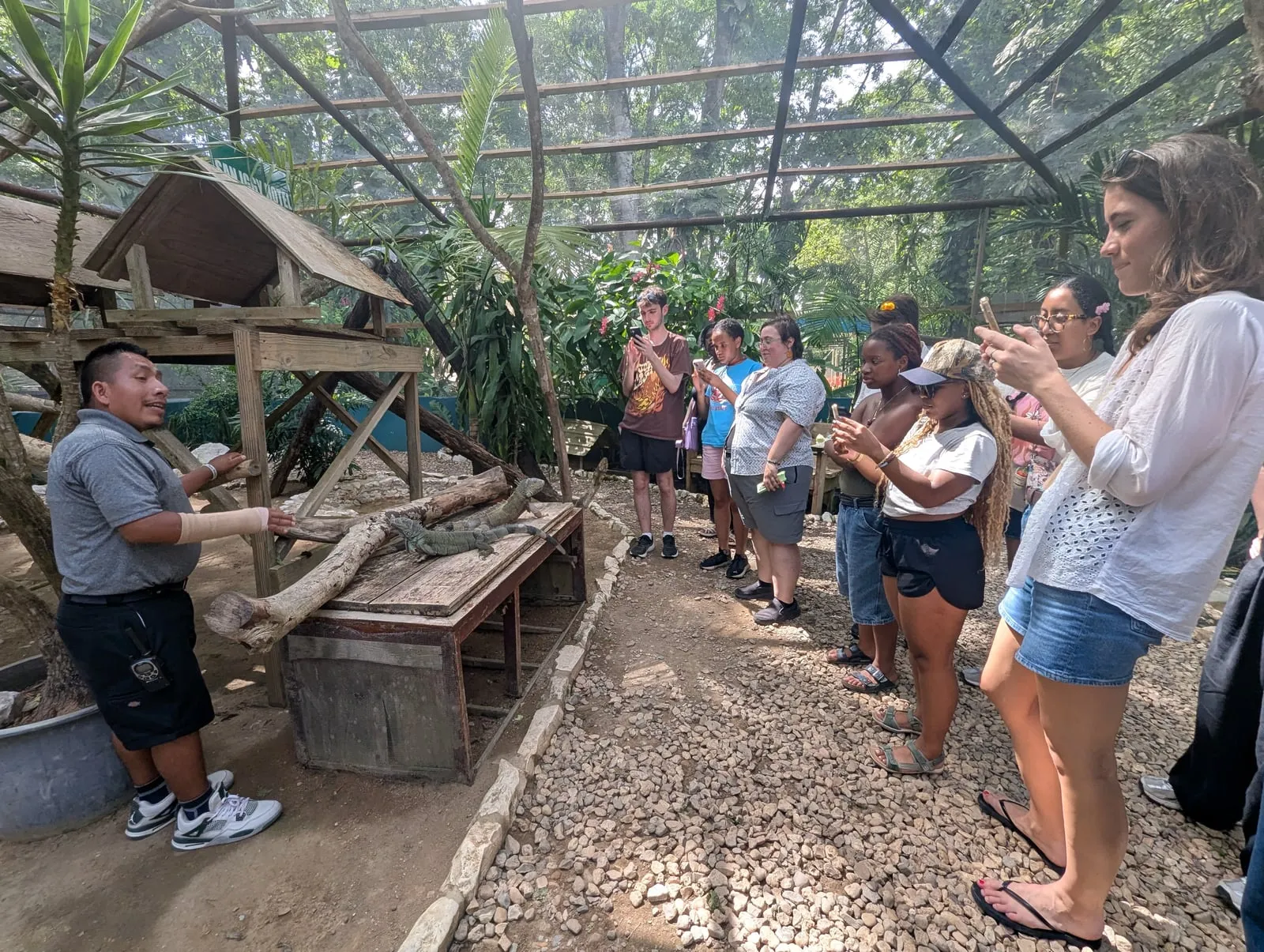 Student group at a wildlife rescue center in Belize