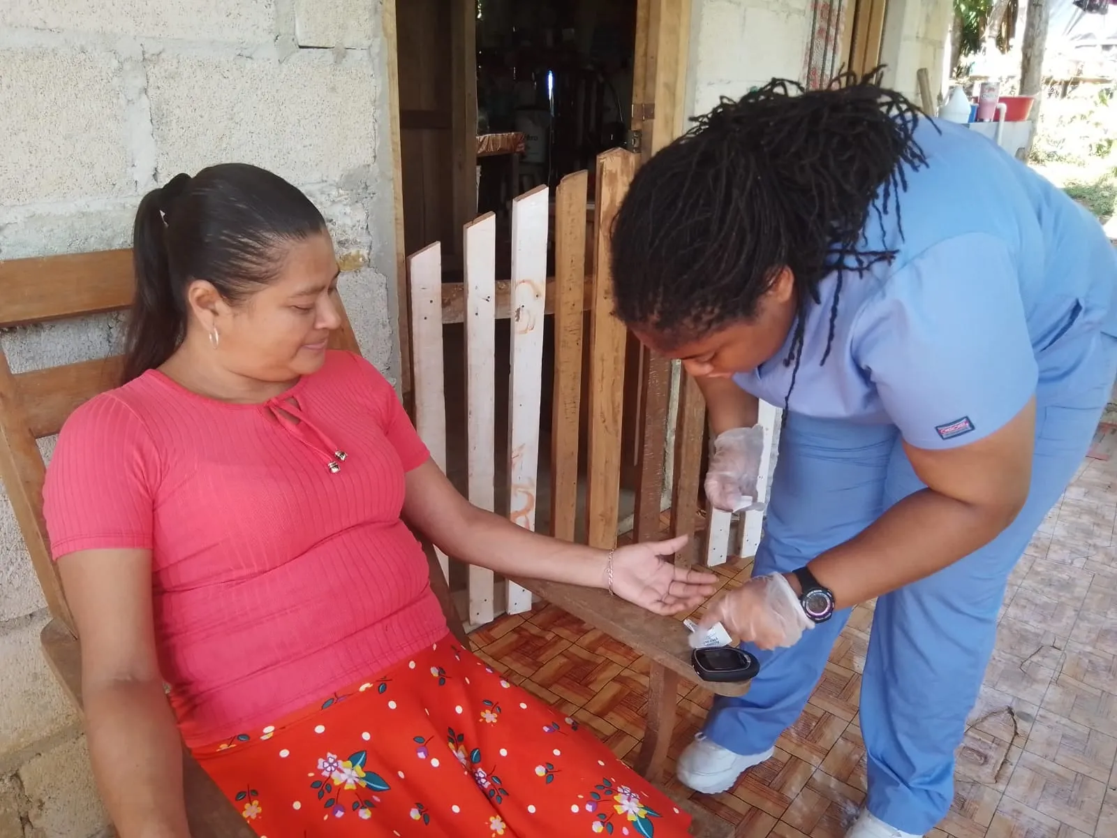 Nursing student on a home health visit in Belize