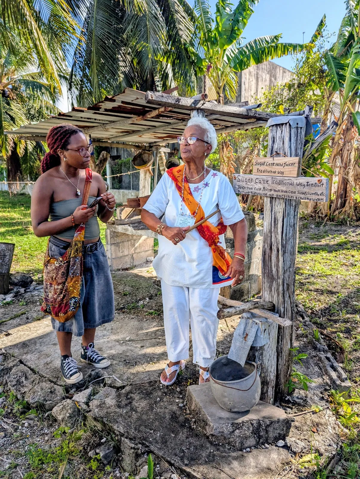 Students meeting a Maya elder in Belize