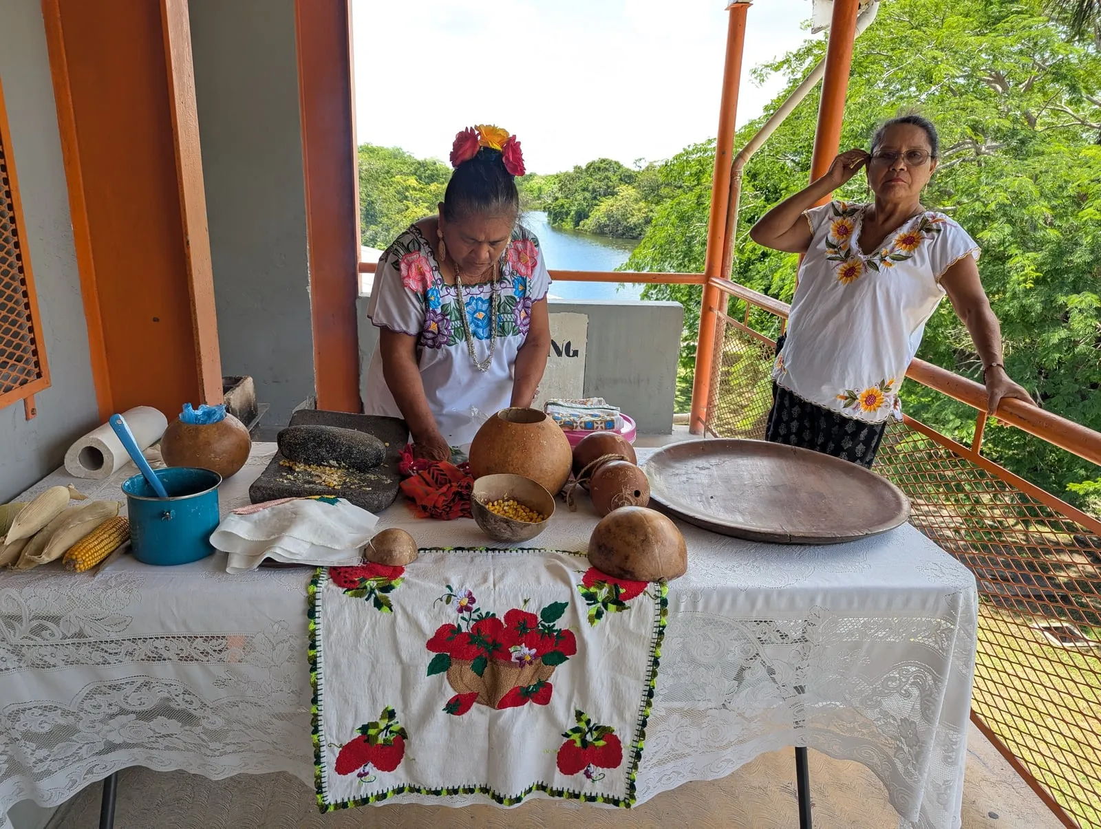 Traditional cooking demonstration in Belize