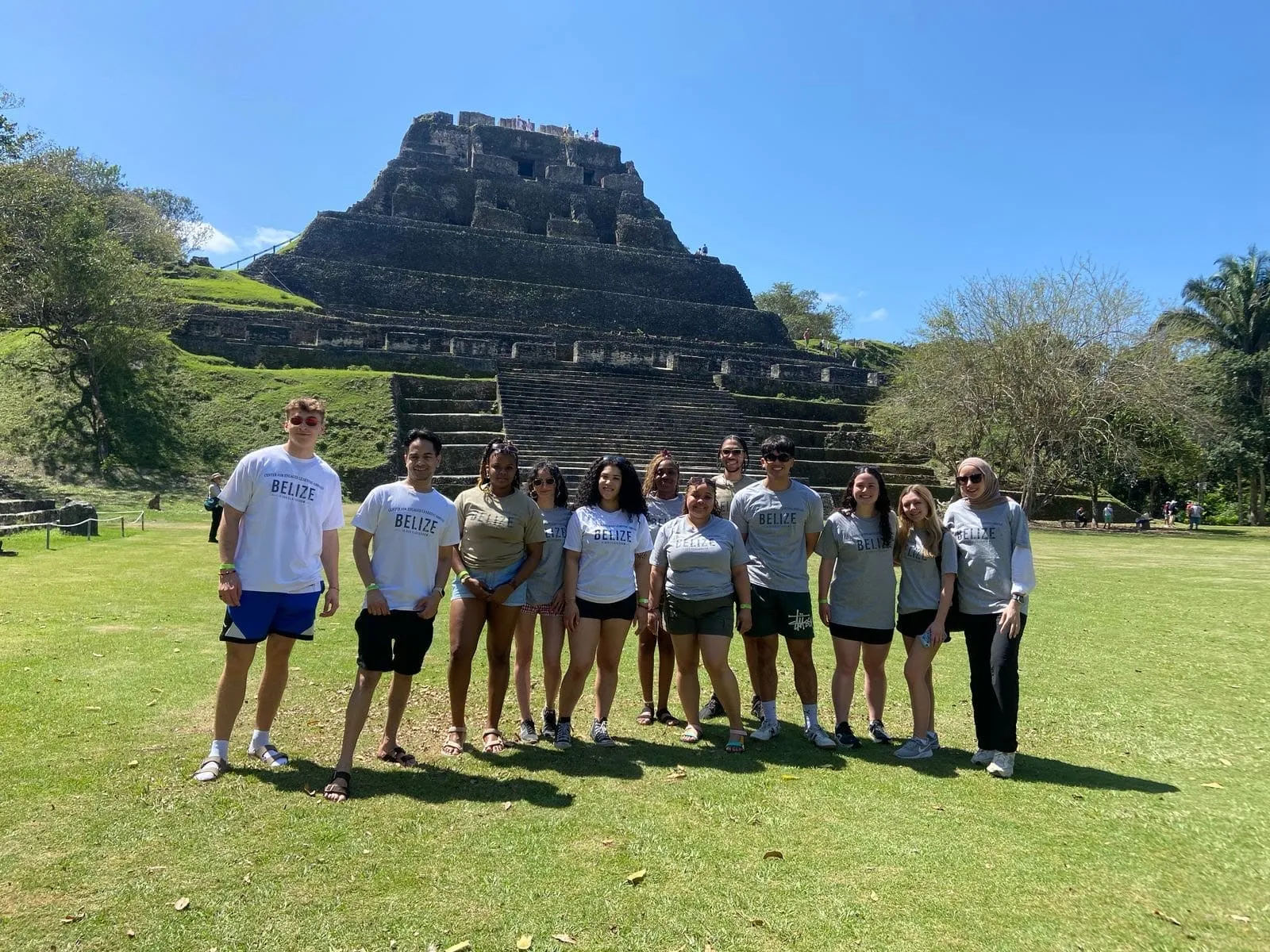 Faculty-led group at the Xunantunich Maya site