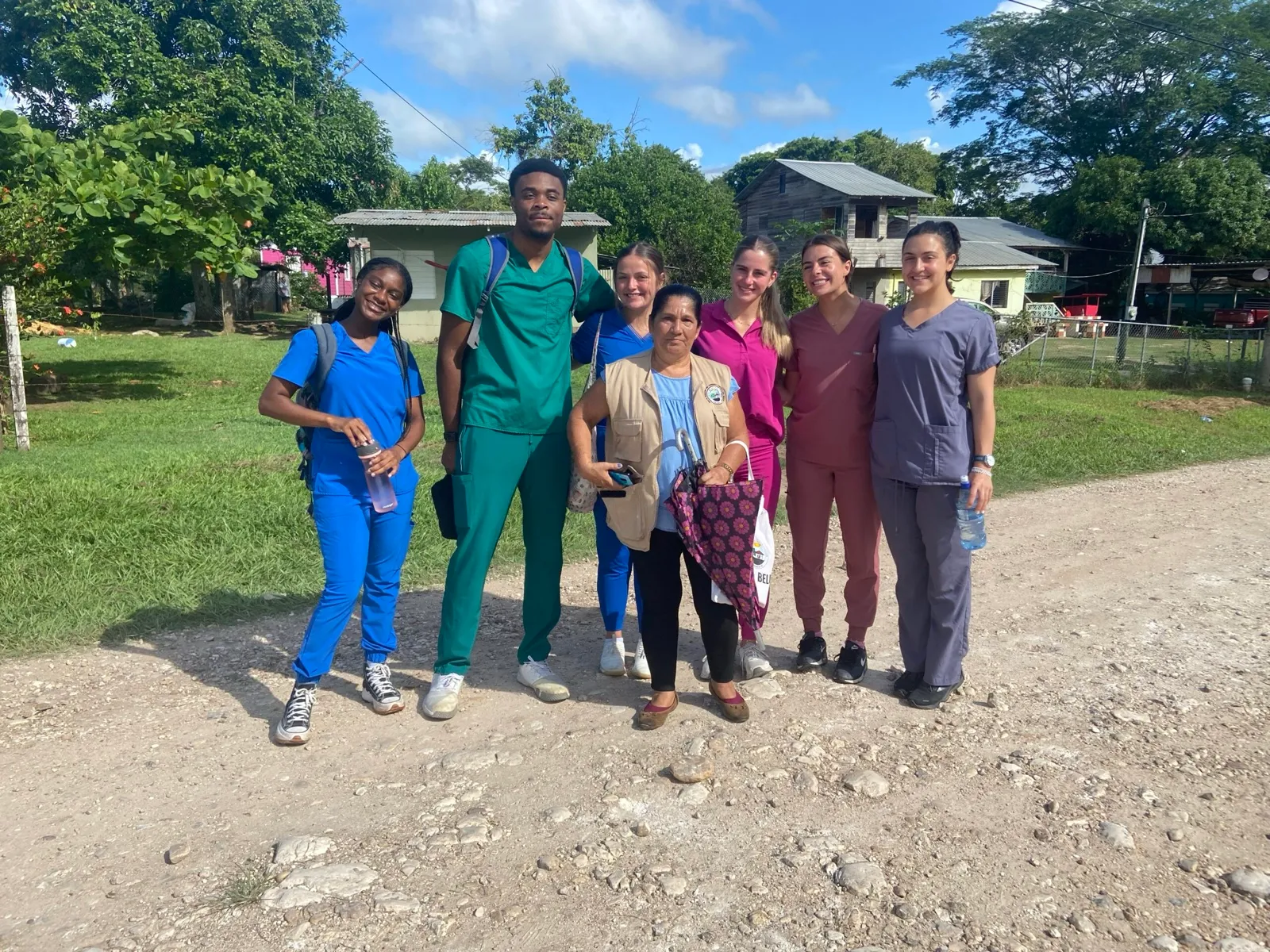 Student group with local staff at a field site in Belize