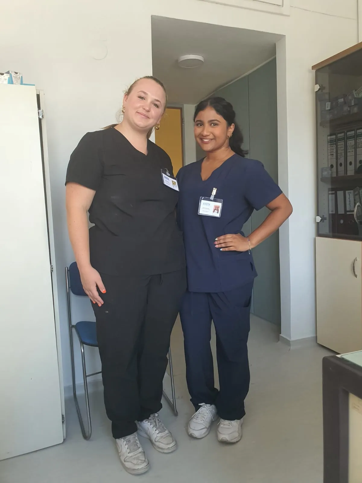 Two students in scrubs at Metropolitan General Hospital