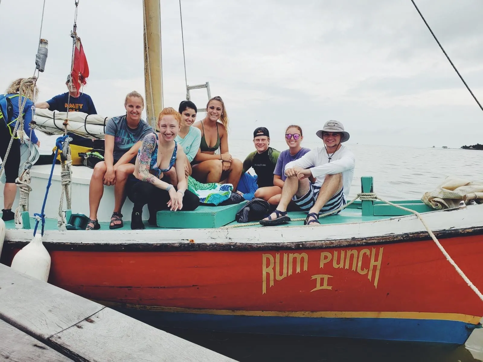 Marine students on a boat in Belize